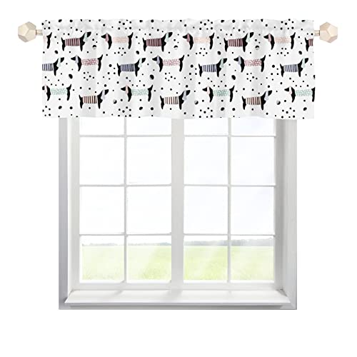 One Lover Dackel Hund Tiere Scheibengardine Bistrogardine mit Stangendurchzug Stores Gardinen Schals Landhausstil Fensterschal für Küche Wohnzimmer Multicolor 137x45cm,2 Stück von One Lover