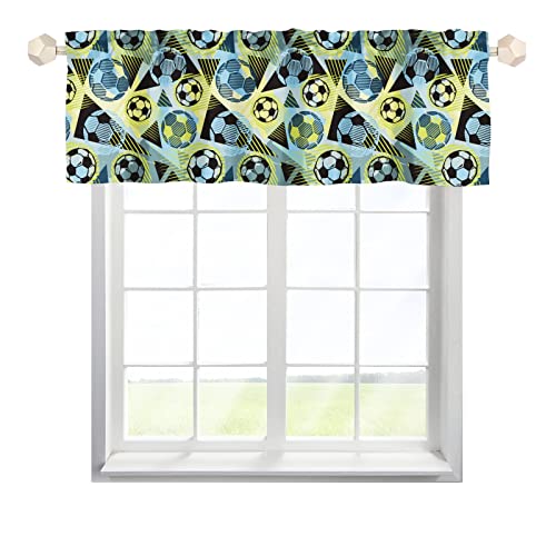 One Lover Fußball Scheibengardine Bistrogardine mit Stangendurchzug Kurz Stores Schals Landhaus Fenstervorhang für Badezimmer Klein Fenster Multicolor 137x45cm,2 Stück von One Lover