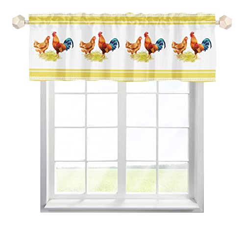 One Lover Huhn Henne Scheibengardine Bistrogardine mit Stangendurchzug Kurz Stores Schals Modern Fenstervorhang für Badezimmer Klein Fenster Multicolor 137x45cm,2 Stück von One Lover