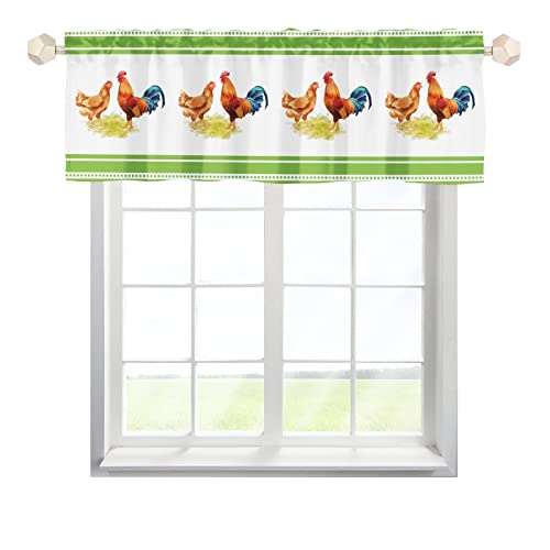 One Lover Huhn Henne Scheibengardine Bistrogardine mit Stangendurchzug Kurz Stores Schals Modern Küchenvorhang für Wohnzimmer Landhaus Multicolor 137x45cm,1 Stück von One Lover