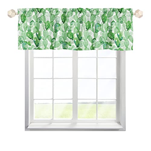 One Lover Kaktus Pflanze Scheibengardine Bistrogardine mit Stangendurchzug Kurzstores Gardinen Modern Fensterschal für kleine Fenster Küche Wohnzimmer Landhaus Multicolor 137x45cm,2 Stück von One Lover