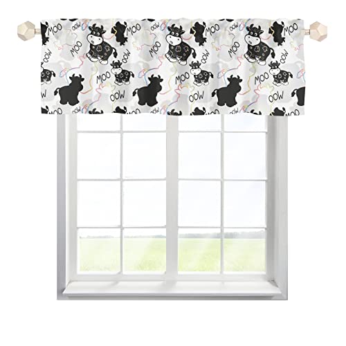 One Lover Kuh Tiere Scheibengardine Bistrogardine mit Stangendurchzug Kurzstore Gardine Vintage Fensterschal für Küche Wohnzimmer Multicolor 137x45cm,2 Stück von One Lover