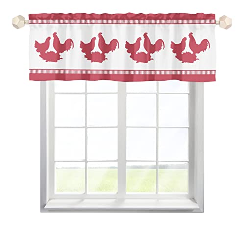 One Lover Rot Huhn Henne Scheibengardinen Bistrogardine mit Stangendurchzug Kurzstores Gardinen Landhaus Fenstervorhang für Wohnzimmer Landhaus Multicolor 137x45cm,1 Stück von One Lover