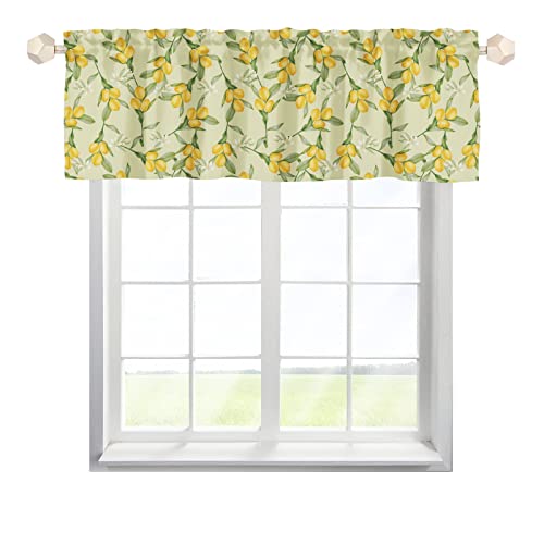 One Lover Zitrone Scheibengardinen Bistrogardine mit Stangendurchzug Kurzstores Gardinen Vintage Fenstervorhang für Wohnzimmer Schlafzimmer Kinderzimmer Multicolor 137x45cm,1 Stück von One Lover