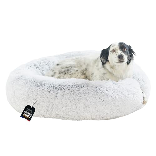 One PETS-TOP® Hundekörbchen Waschbar Fluffy – Hundebett Donut Flauschig mit Abnehmbarem Bezug – Donut Hundebett Rund für Kleine & Große Hunde 80 cm Durchmesser Perlgrau von One PETS-TOP