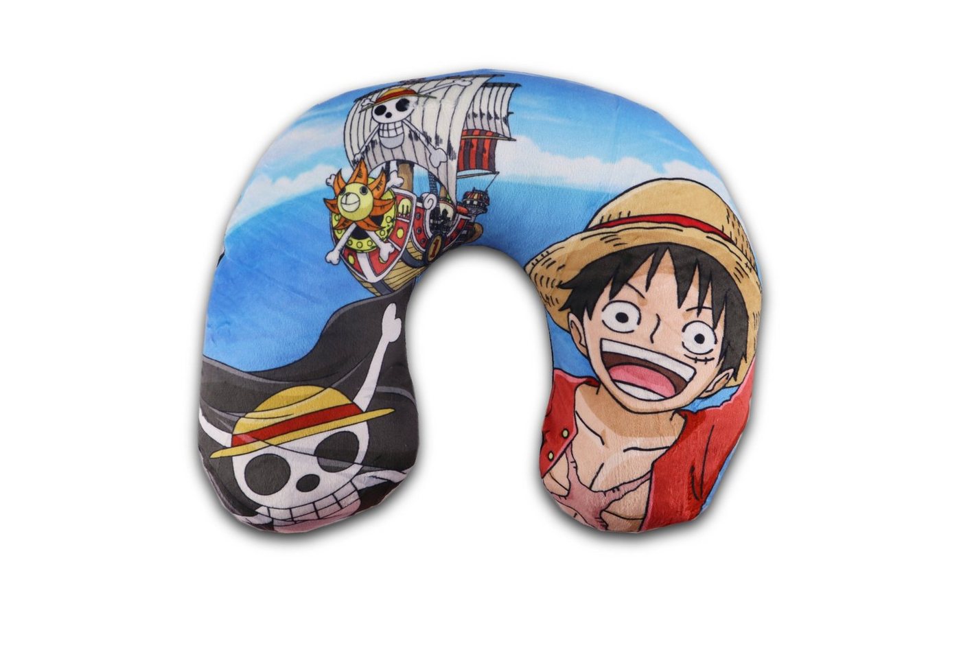 One Piece Anime Reisekissen One Piece Ruffy Mikrofaser Nackenkissen für Auto Flugzeug, 1-tlg., Gr. 37x30x10 cm von One Piece Anime