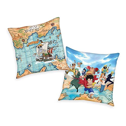 One Piece Characters Unisex Kissen Multicolor 100% Polyester 40 x 40 cm Anime, Fan-Merch, TV-Serien von One Piece