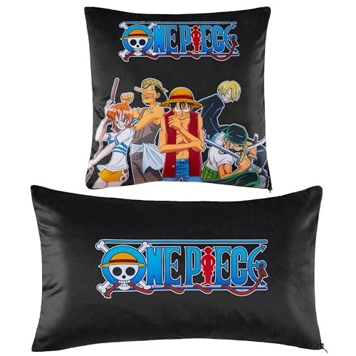 One Piece Kissenbezug Set Kinder, Cushion Cover 2er-Set Kissenbezug 35x35 & 50x30 - Anime Merch für Kinder von One Piece