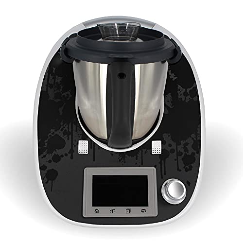 One-Wheel | selbstklebende Folie passend für Thermomix TM5 | Schlag- & Stoßschutz | Klebefolie Design Color Splatter Farbe black | Aufkleber Motiv: Farbtropfen von One-Wheel
