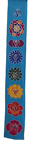 One World is Enough Chakra Batik Banner/Wandbehang – handgefertigt in Bali – Fair Trade 112 cm lang (türkis) von One World is Enough