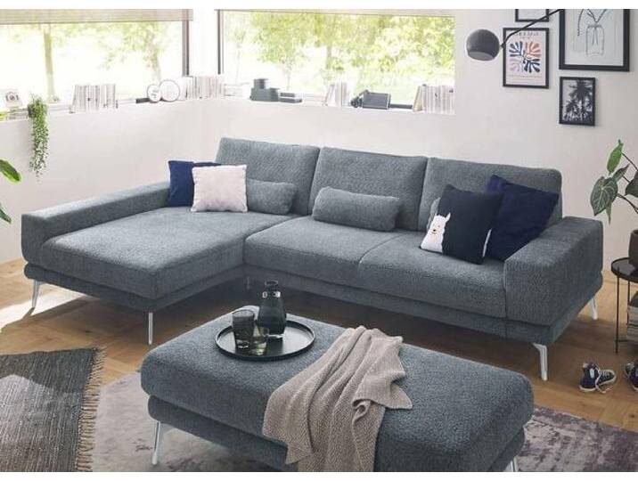 set one SO 3600 Ecksofa mit Hocker Blau von One