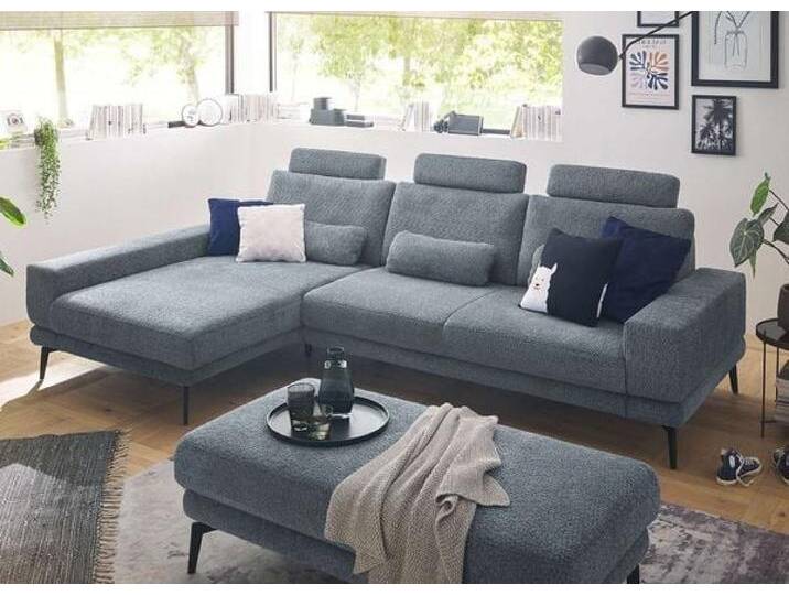 set one SO 3600 Ecksofa mit Hocker Blau von One