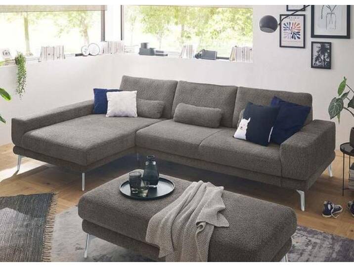set one SO 3600 Ecksofa mit Hocker Dunkelgrau von One