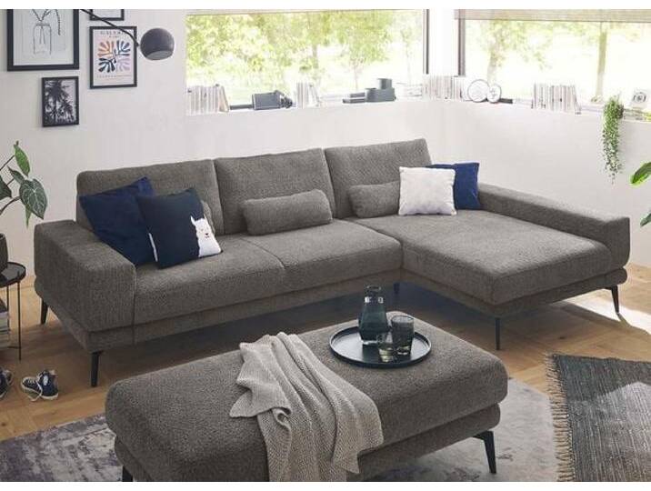 set one SO 3600 Ecksofa mit Hocker Dunkelgrau von One