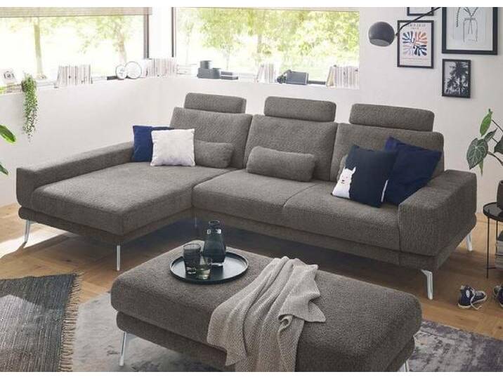 set one SO 3600 Ecksofa mit Hocker Dunkelgrau von One