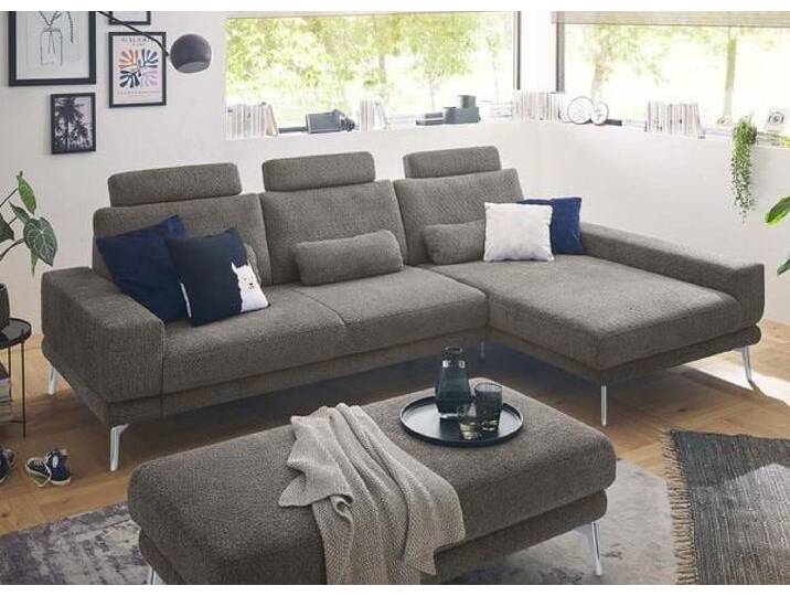 set one SO 3600 Ecksofa mit Hocker Dunkelgrau von One