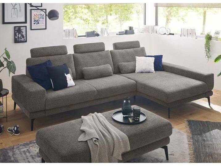 set one SO 3600 Ecksofa mit Hocker Dunkelgrau von One