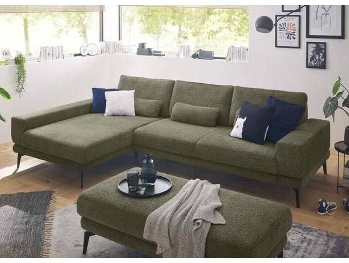 set one SO 3600 Ecksofa mit Hocker Grün von One