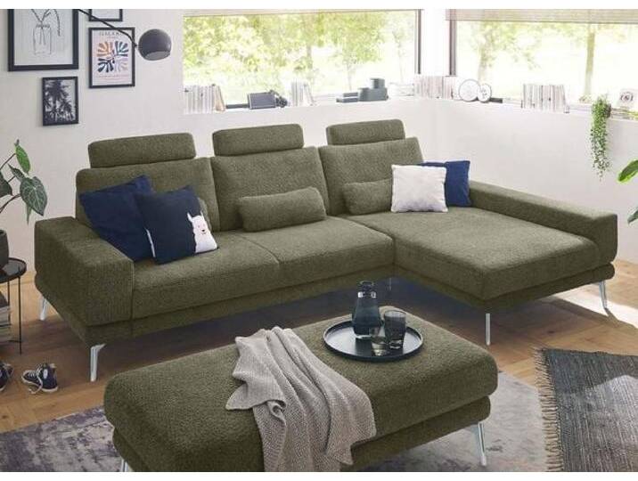 set one SO 3600 Ecksofa mit Hocker Grün von One