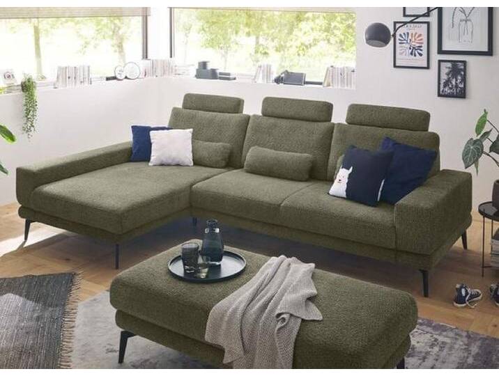 set one SO 3600 Ecksofa mit Hocker Grün von One