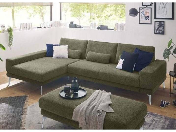 set one SO 3600 Ecksofa mit Hocker Grün von One