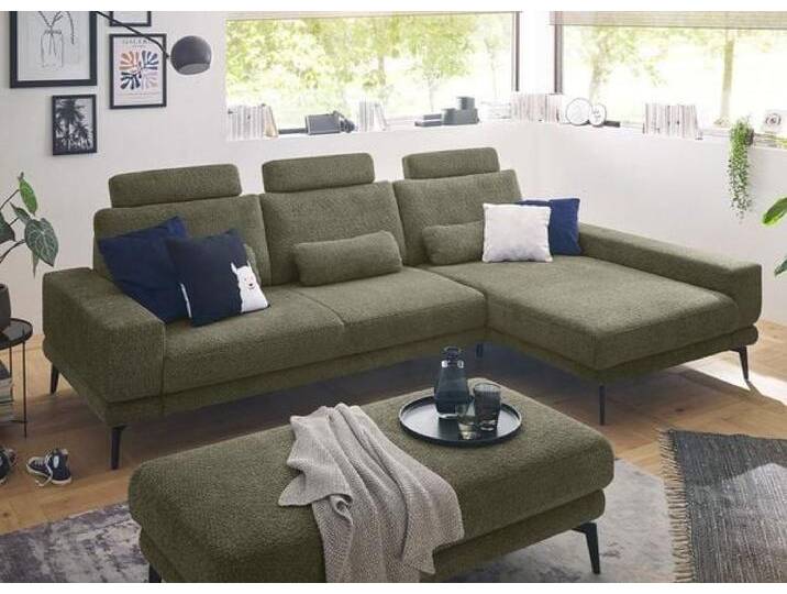 set one SO 3600 Ecksofa mit Hocker Grün von One