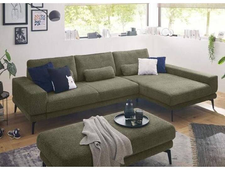 set one SO 3600 Ecksofa mit Hocker Grün von One