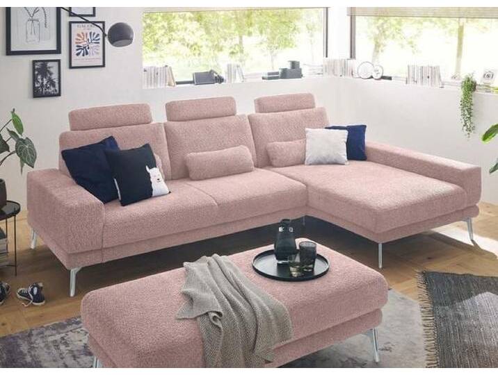 set one SO 3600 Ecksofa mit Hocker Rosa von One