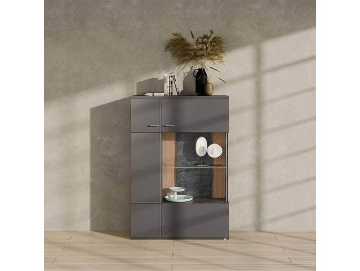 set one Tacoma Highboard 90,1x37,2x143,4cm Dunkelgrau von One
