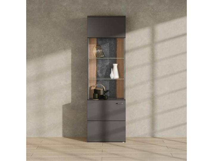 set one Tacoma Vitrine 60,1x37,2x207,4cm Dunkelgrau von One