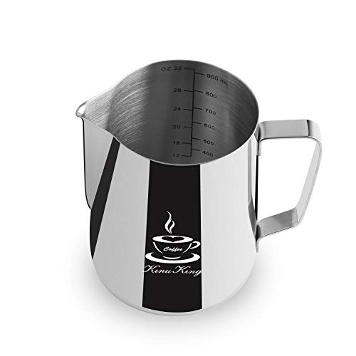 Milch Pitcher rostfreiem Edelstahl Milchkännchen perfekt für Milchaufschäumer Cappuccino Milchschau (900ml) von OneChois