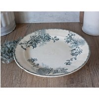 Antike Choisy Le Roi Obstschale Aus Steingut, Blaues Blumendekor von OneDayInFrance