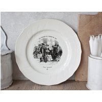 Große Sprechende Platte Alte Boch Belgic in Weiß Eisen Erde, Schwarze Dekor, Thema Die Eisenbahnen Große Sprechende Platte Alte Boch Belgic in Weiß Eisen Erde, Schwarze Dekor, Thema Die Eisenbahnen von OneDayInFrance