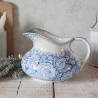 Pexonne Toilettenkrug Aus Weißem Eisenstein, Blaues Blumendekor Pexonne Toilettenkrug Aus Weißem Eisenstein, Blaues Blumendekor von OneDayInFrance