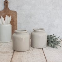 Set Mit 2 Alten Senftöpfen Von Lab Lagny Aus Beige Glasiertem Steingut Set Mit 2 Alten Senftöpfen Von Lab Lagny Aus Beige Glasiertem Steingut von OneDayInFrance