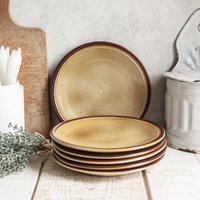 Set Mit 5 Kleinen Vintage-Tellern Aus Beigebraun Glasiertem Steingut Set Mit 5 Kleinen Vintage-Tellern Aus Beigebraun Glasiertem Steingut von OneDayInFrance