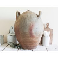 xxl Sehr Großer Alter Glasballon Aus Beige-Braunem Steingut xxl Sehr Großer Alter Glasballon Aus Beige-Braunem Steingut von OneDayInFrance