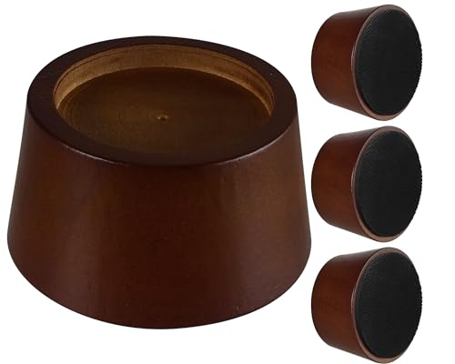 Möbelerhöhungen aus Holz – Set mit 4 5.1 cm Betterhöhungen, robuste runde Erhöhungen aus Massivholz, Sofa-Erhöhung mit rutschfestem Pad, schafft Stauraum und einfache Reinigung für den Kehrer von OneDream