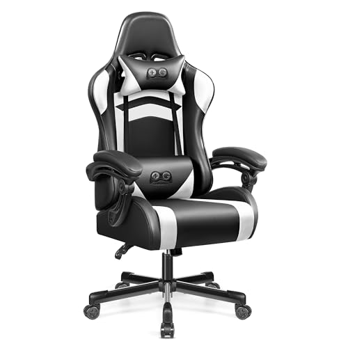 OneGame Ergonomischer Gaming Stuhl, hoher Rücken Computer Gamer Stuhl, höhenverstellbarer Game Stuhl, Racing Style Gaming Bürostuhl mit Kopfstütze und Lendenwirbelstütze, Schwarzweiß OneGame Ergonomischer Gaming Stuhl, hoher Rücken Computer Gamer Stuhl, höhenverstellbarer Game Stuhl, Racing Style Gaming Bürostuhl mit Kopfstütze und Lendenwirbelstütze, Schwarzweiß von OneGame