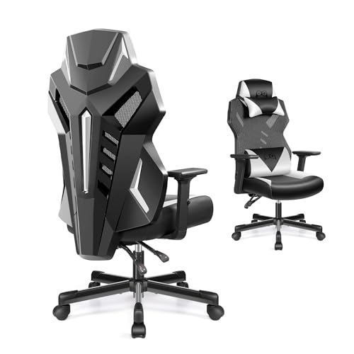 OneGame Video Gaming Stuhl, Atmungsaktiver Computer Racing Style Drehstuhl Verstellbare Rückenlehne Ergonomischer Gamer Desk Chair mit Lendenwirbelstütze, Schwarz mit weiß von OneGame