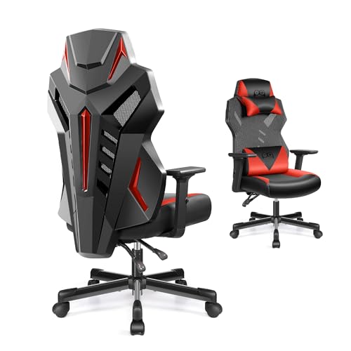 OneGame Video Gaming Stuhl, Atmungsaktiver Computer Racing Style Drehstuhl Verstellbare Rückenlehne Ergonomischer Gamer Desk Chair mit Lendenwirbelstütze, Schwarzrot von OneGame