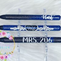 Epoxy Gel Stifte, Polizei Frau Glitzer Nachfüllbare Dünne Blaue Linie Stift, Stift von OneGracefulDesign
