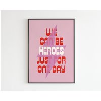 David Bowie - Heroes Lyrics Musik A3 A4 A5 Wand Kunst Poster Print Geschenk von OneLouderPrints