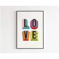 Love - Groovy Valentinstag Musik A3 A4 A5 Wandkunst Poster Druck Geschenk von OneLouderPrints