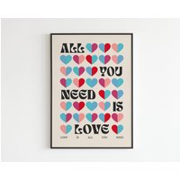 The Beatles - All You Need Is Love 2 Lyrics Musik A3 A4 A5 Wand Kunst Poster Print Bauhaus Gig von OneLouderPrints