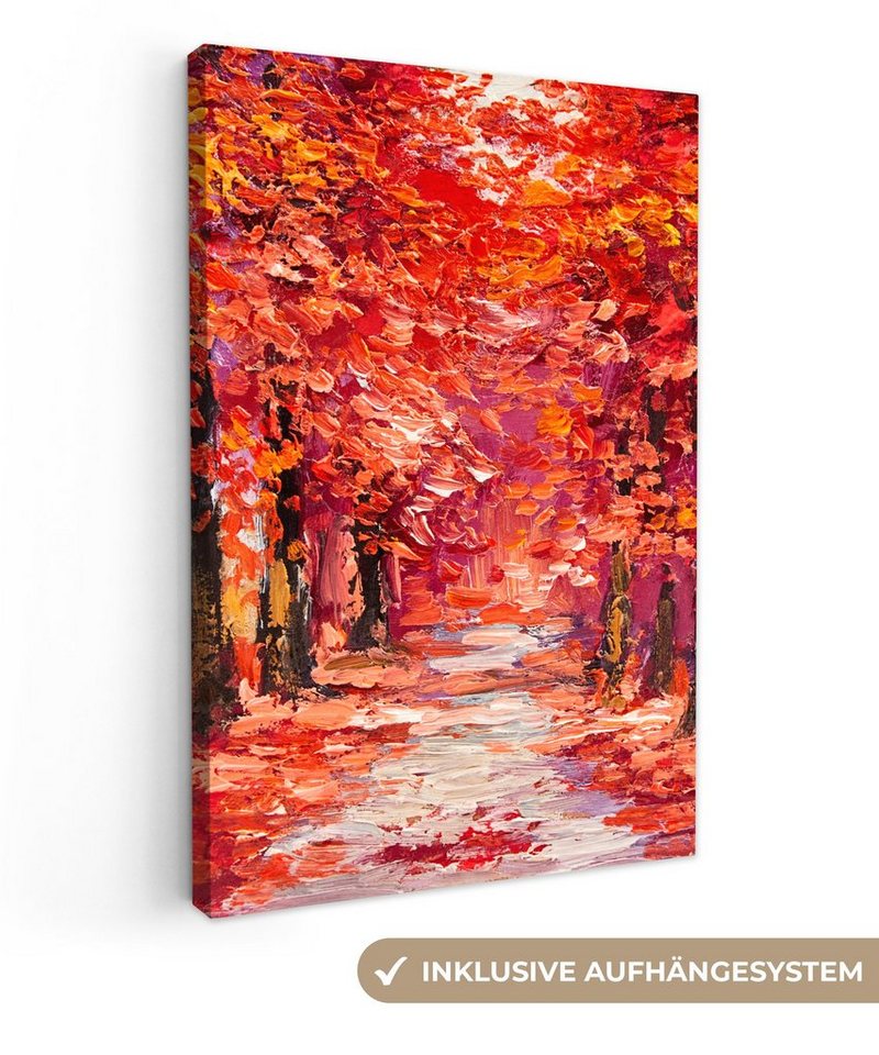 OneMillionCanvasses® Gemälde Gemälde - Bäume - Herbst - Ölgemälde, (1 St), Leinwandbild fertig bespannt inkl. Zackenaufhänger, Gemälde, 20x30 cm von OneMillionCanvasses®