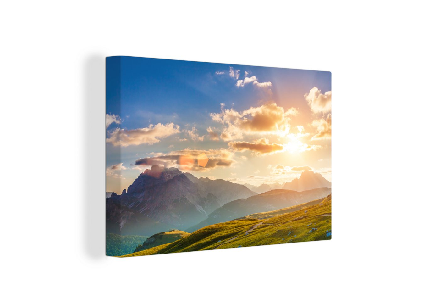 OneMillionCanvasses® Leinwandbild Alpen - Berge - Natur, (1 St), Wandbild Leinwandbilder, Aufhängefertig, Wanddeko, 60x40 cm von OneMillionCanvasses®