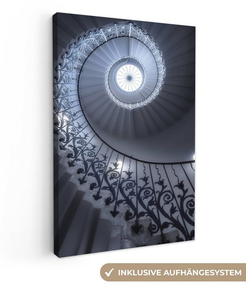 OneMillionCanvasses® Leinwandbild Architektur - Treppe - Spirale, Fotodruck (1 St), Leinwandbilder XXL für Wohnzimmer 90x140 cm von OneMillionCanvasses®