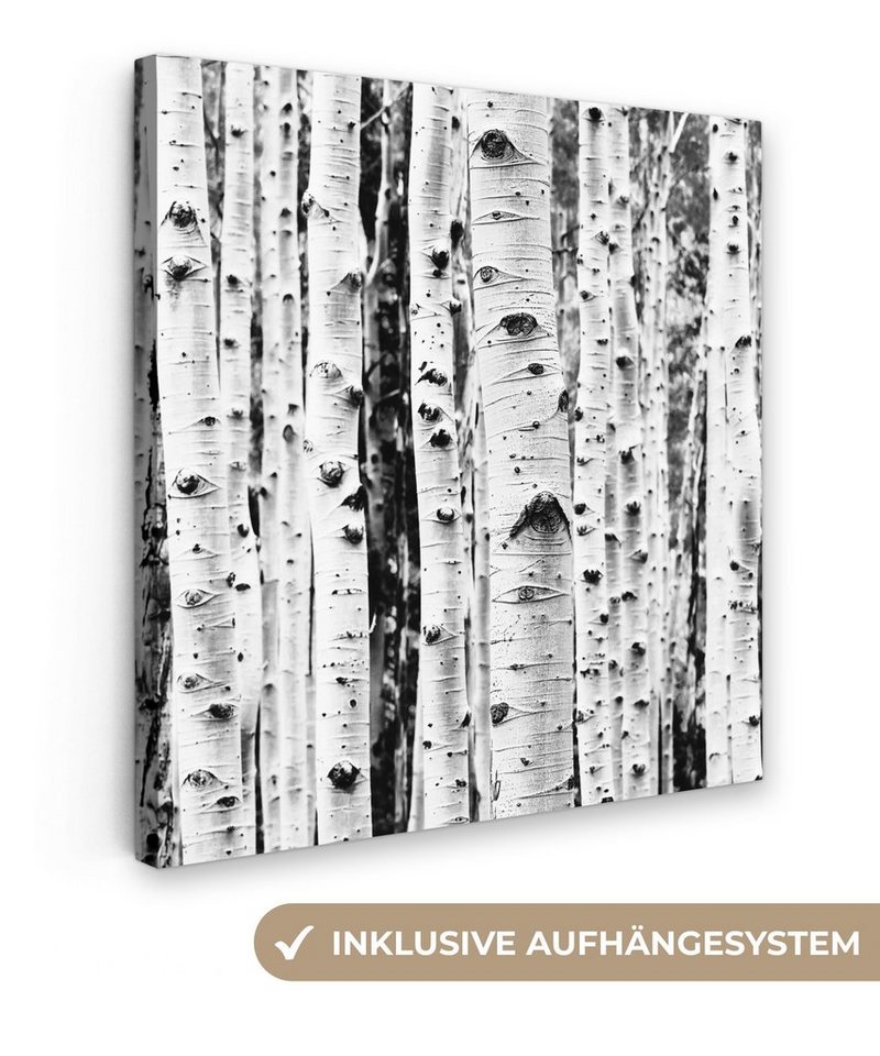 OneMillionCanvasses® Leinwandbild Bäume - Holz - Schwarz und weiß - Natur, (1 St), Leinwand Bilder für Wohnzimmer Schlafzimmer von OneMillionCanvasses®