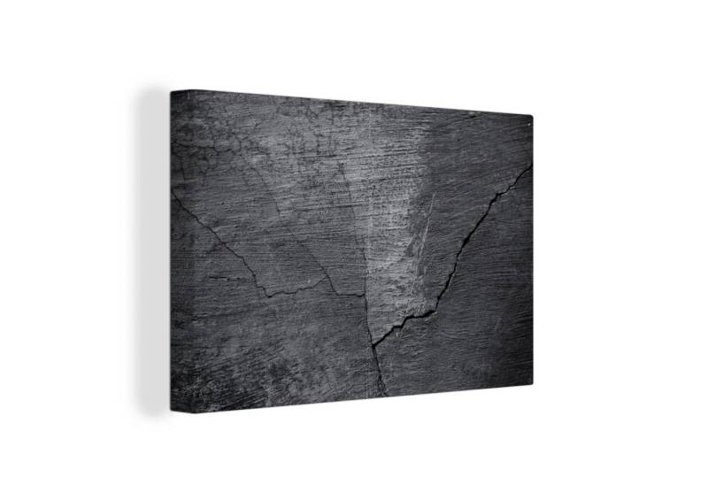 OneMillionCanvasses® Leinwandbild Beton - Schwarz - Riss, (1 St), Leinwand Bilder Klein, Wand Dekoration Aesthetic 30x20 cm von OneMillionCanvasses®